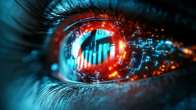 Futuristic Eye with Digital Elements and Glow