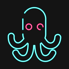 Icon octopus. Pirates theme elements. Icon in neon style.