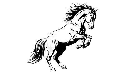 Bold rearing horse illustration, wild mustang strength and grace, powerful equine symbol, freedom and spirit animal