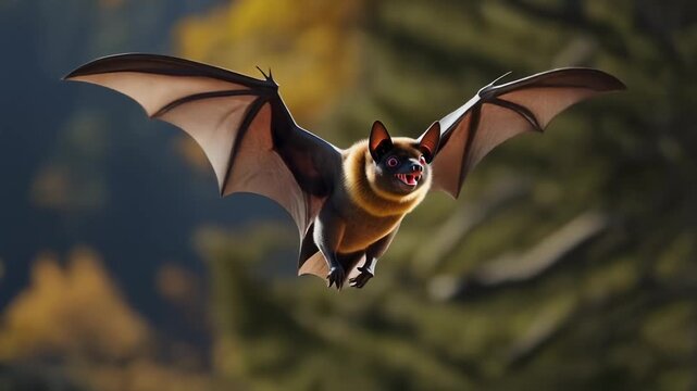 Cartoon bat flapping rapidly