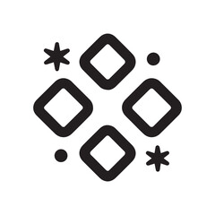 Obraz premium Abstract Icon of Diamonds, Stars, and Dots in Black and White