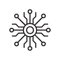 Obraz premium Black and White Circuit Board Network Icon
