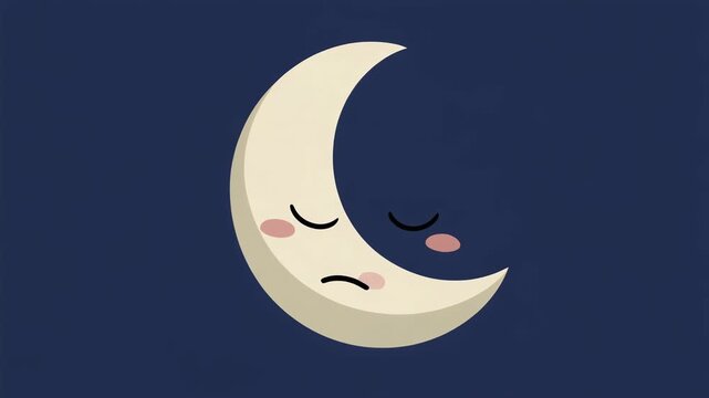 Cartoon crescent moon blinking 