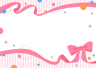 リボンのデコレーションフレーム、円形オブジェクト、ポップなデザイン