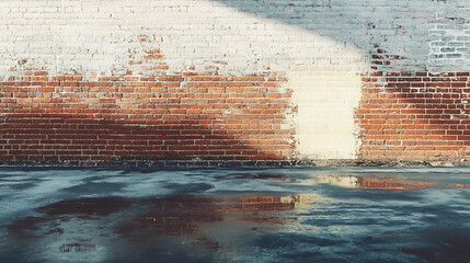 Sunlit Brick Wall Reflections Urban Texture and Weathered Surface