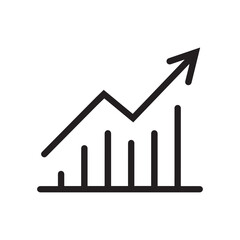 Black and White Increasing Bar Graph with Arrow Icon