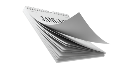 A calendar turning pages, showing the month of January.