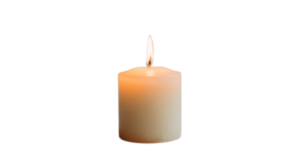 A single candle with a warm flame burning.