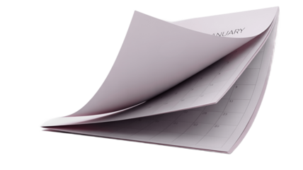 A calendar's pages elegantly flipping, indicating the passage of time.