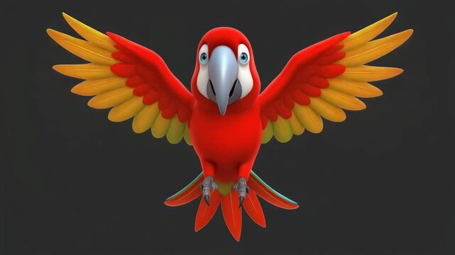Cartoon parrot flapping