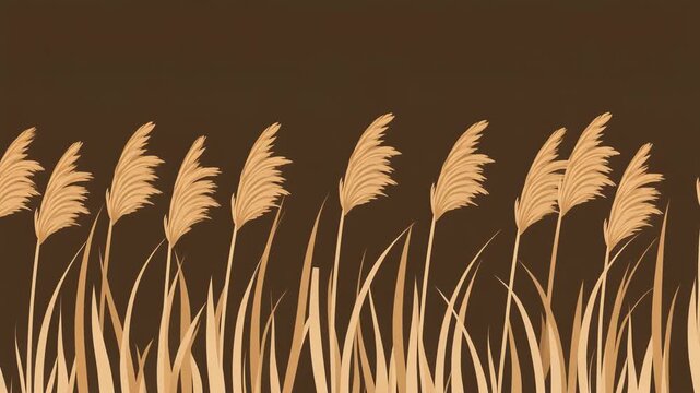 Cartoon reeds waving in slow