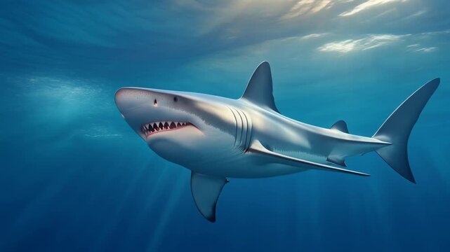 Cartoon shark swimming 