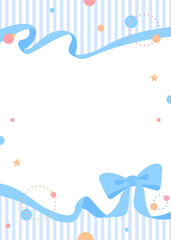 リボンのデコレーションフレーム、円形オブジェクト、ポップなデザイン、縦向き