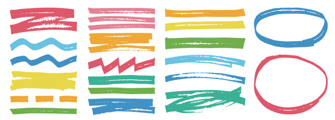 手描き風マーカーペンのライン・装飾ベクター素材セット