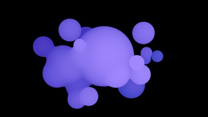 Purple Liquid Metaballs morphing abstract 3D illustration for organic science concepts, modern art installations, and futuristic technology presentations