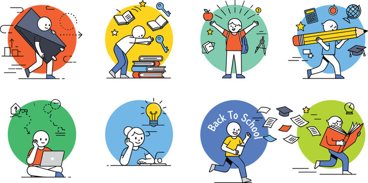 Creative Back-to-School Icons Set Engaging Education Visuals