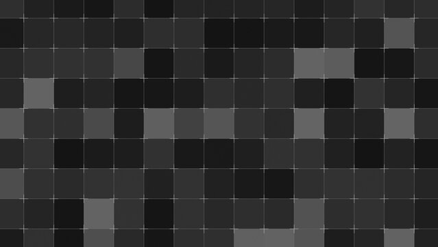 Digital Square Grid Matrix monochrome shifting seamless loop 2D illustration for network security diagnostics, server data processing, and clean minimalist technology backgrounds