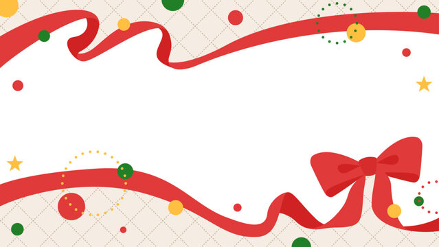 リボンのデコレーションフレーム、円形オブジェクト、ポップなデザイン、16：9サイズ