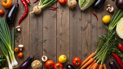 Fresh and vibrant vegetable assortment arranged on a rustic wooden surface