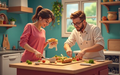 Content Creators Cooking and Messing. High quality