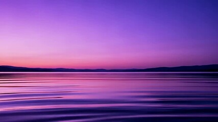 Stunning purple sunset reflecting on tranquil lake water, creating a serene and peaceful nature scene, perfect for relaxation and mindfulness content - Powered by Adobe