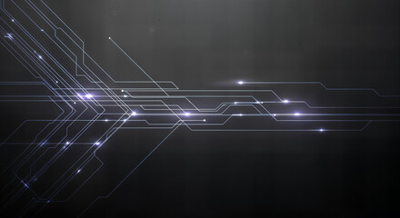Obraz premium Abstract futuristic background with glowing digital circuit lines representing a network of data connections.