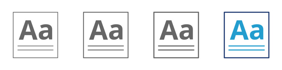 Font size  icon set in line style and blue colour.