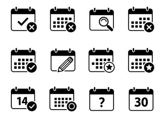 Set of Calendar Date Event and Task Management Icon Vectors