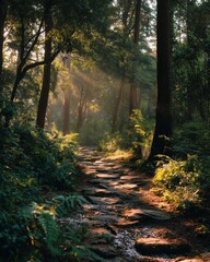 Obraz premium Sunset Over Mountain Valley