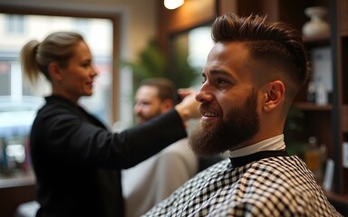 At the Barber's. High quality