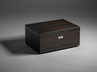 Classic Wooden Box with Dark Finish and Gold Lock for Storing Valuables