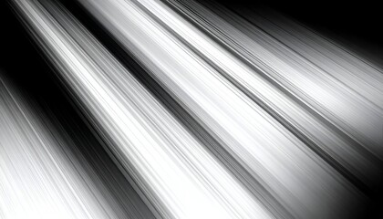 Diagonal white and gray light rays against a black background create an abstract design