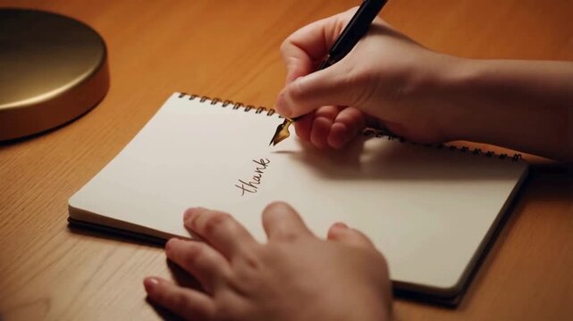 Writing in Journal, Hand Writing Thank You, Personalized Writing Moment
