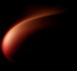 Soft orange light blur curved arc on black background