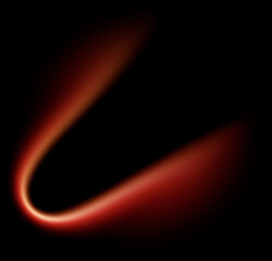 Soft orange light blur u-shape curve on black background