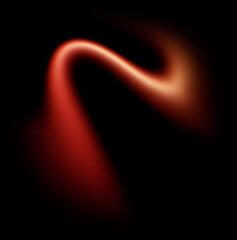 Soft orange light blur wave peak on black background