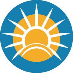 Abstract circular sun rays logo design with vibrant colors