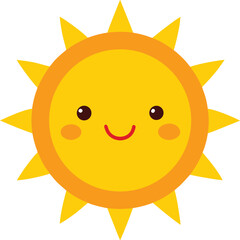 Cute smiling sun character logo design with cheerful expression