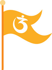 Sacred om symbol on vibrant orange religious flag