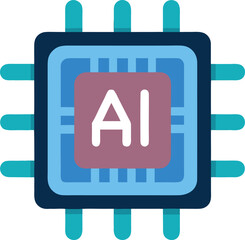Modern ai processor chip icon with abstract circuit board elements