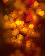 Warm golden and red Christmas-lights bokeh background &mdash; soft glowing circles and dreamy festive texture