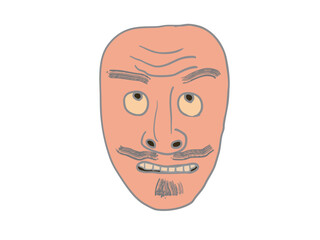 Illustration of a man's face in a classical Japanese performing art
