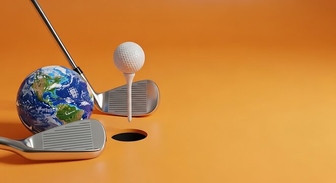 Global Golf Game Globe Tee Iron Sport Hole Putting Course Competition