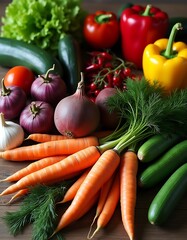 Abundant Wicker Basket Filled with Fresh Garden Vegetables