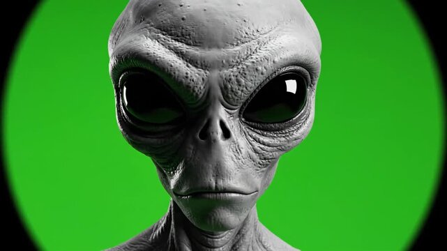 Alien Encounter - A Close-Up of an Extraterrestrial Being on Green Screen.