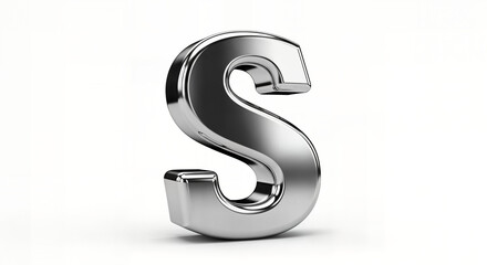 Naklejka premium Shiny metallic 3D uppercase letter S on a clean white background.