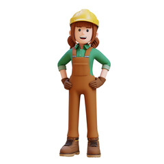 Female Handywoman Construction Worker hand on hip. Ready for Work