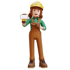 Female Handywoman Construction Worker presenting on blank smartphone
