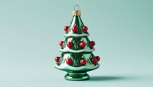Green Christmas tree ornament decorating for winter holidays. Symbolizing tradition, celebration, and festive cheer