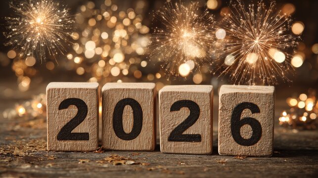 New year celebration 2026 festive atmosphere event photography sparkling background close-up view joyous moments